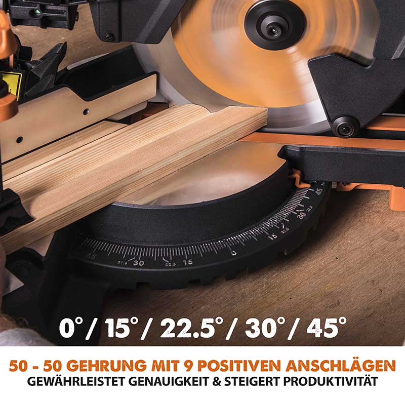 Evolution R255SMS+ 255mm Schiebe-Kapp- und Gehrungssäge mit TCT-Multi-Material-Sägeblatt und Gehrungssägeständer - Image 14