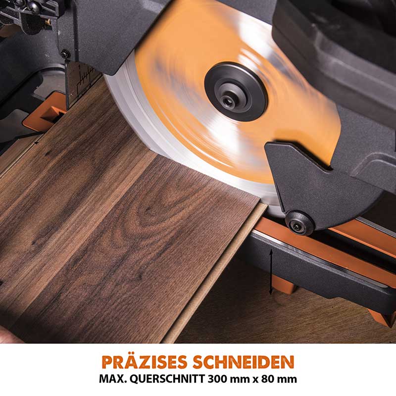 Evolution R255SMS+ 255mm Schiebe-Kapp- und Gehrungssäge mit TCT-Multi-Material-Sägeblatt und Gehrungssägeständer - Image 4