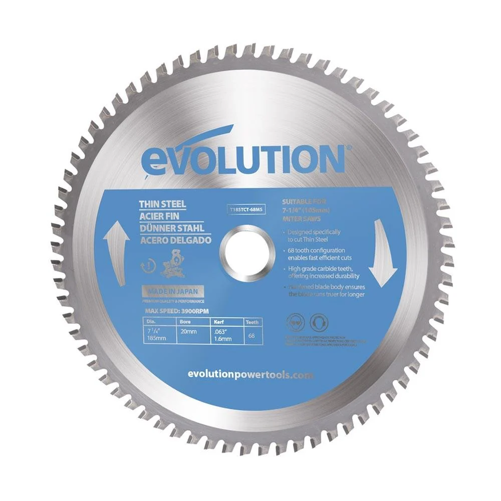 Evolution 185mm dĂŒnnstahlschneidendes 68-Zahn-TCT-GehrungssĂ€geblatt