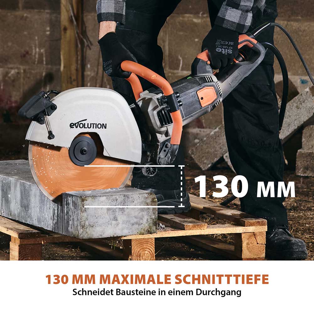 Evolution R350DCT 350mm Elektrische Betonsäge, Diamant-Trennschleifer mit Diamantblatt und Automatische Staubbekämpfung mit Wasserversorgung - Image 3