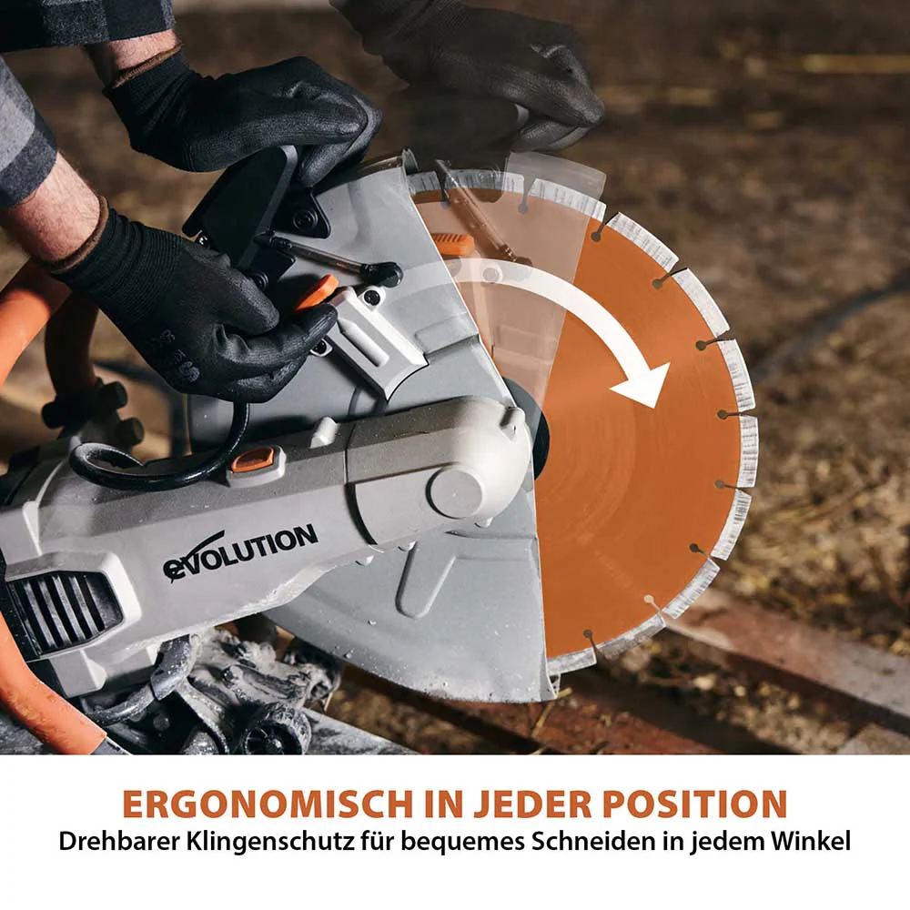 Evolution R350DCT 350mm Elektrische Betonsäge, Diamant-Trennschleifer mit Diamantblatt und Automatische Staubbekämpfung mit Wasserversorgung - Image 7