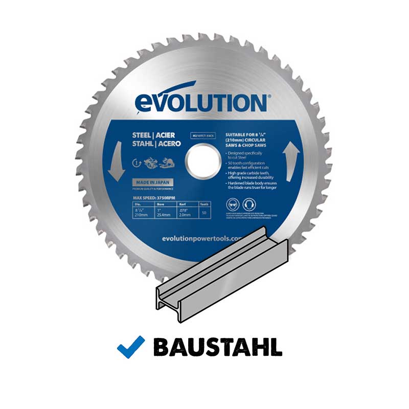 Evolution 210mm Stahl schneidendes 50-Zahn-TCT-Kreissägeblatt - Image 4
