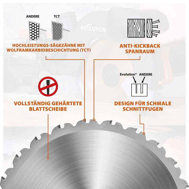 Evolution 210mm Mehrzweckschneidklinge mit 24 Zähnen, TCT-Gehrungssägeblatt - Image 4