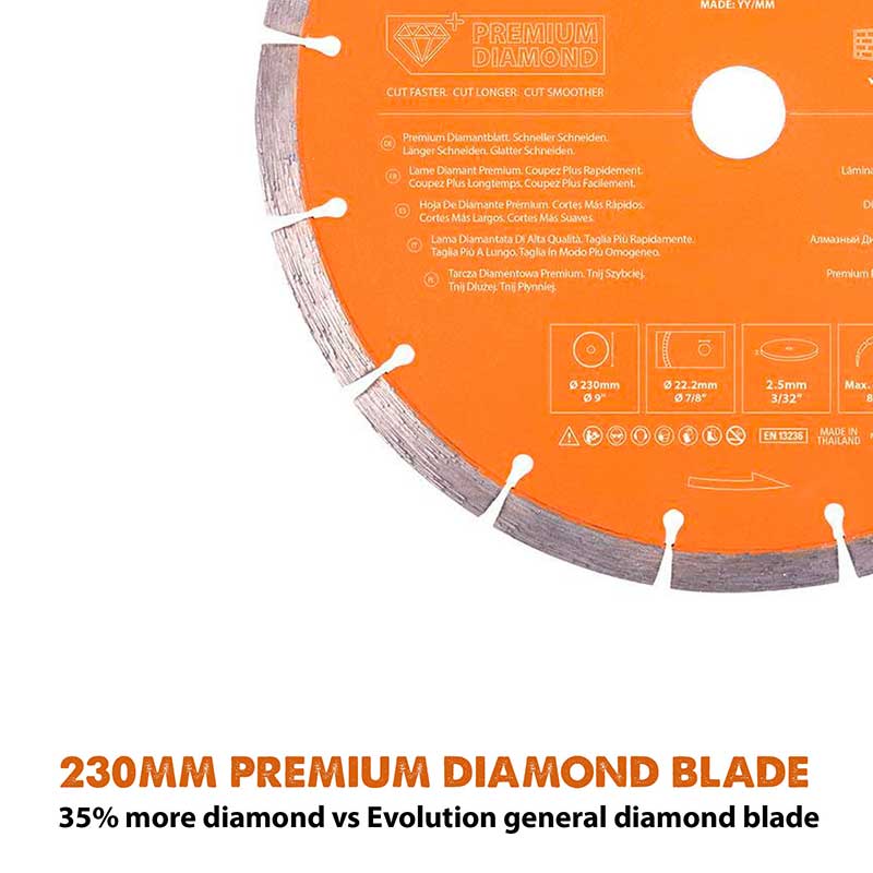 Evolution 230mm Premium-Diamantscheibe mit hoher Diamantkonzentration, segmentierter Rand BetonsÀgeblatt - Image 3