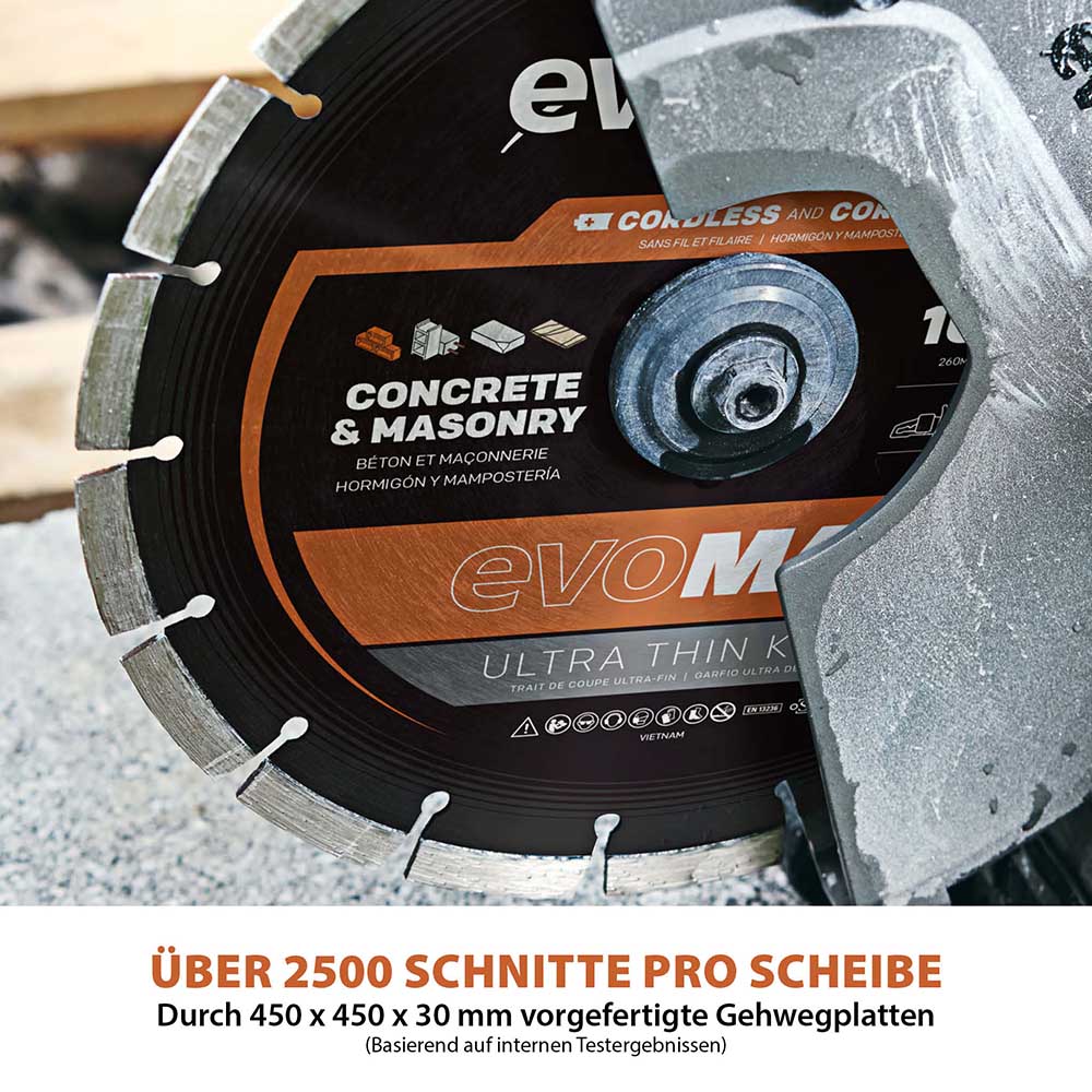EVOMAX 260mm Premium-Diamantscheibe Ultra-Thin-Kerf Cordless Betonsägeblatt - Image 4