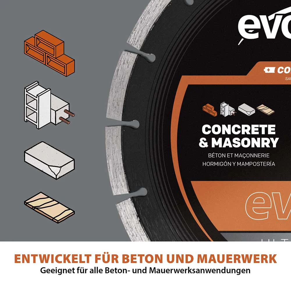 EVOMAX 260mm Premium-Diamantscheibe Ultra-Thin-Kerf Cordless Betonsägeblatt - Image 8