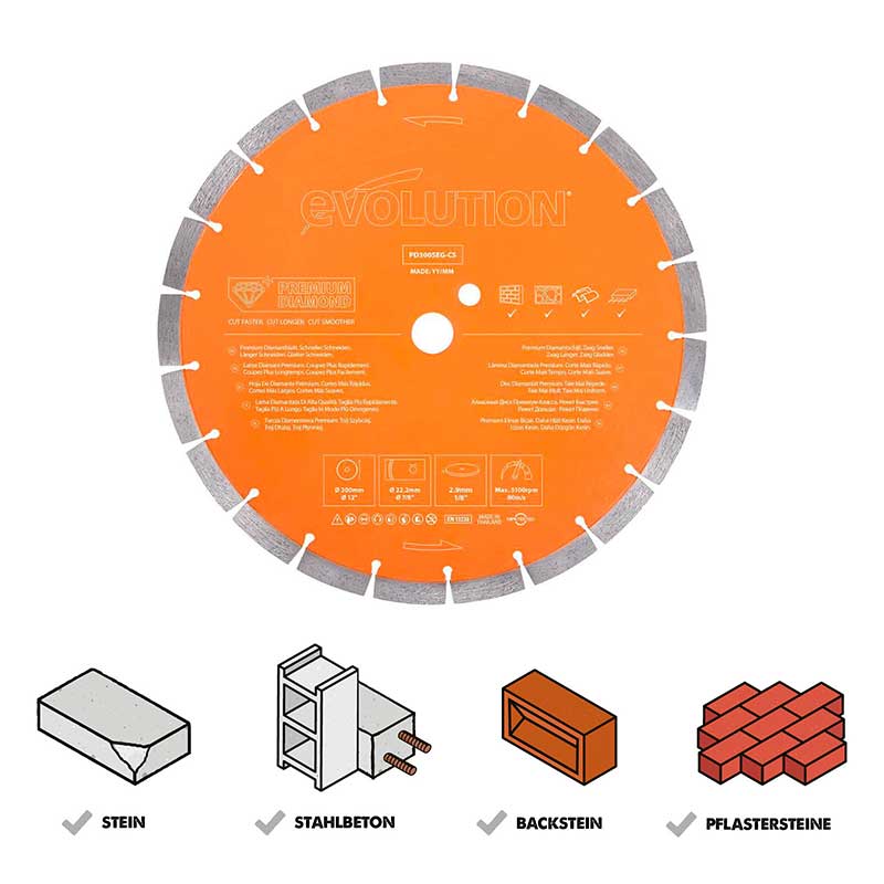 Evolution 300mm Premium-Diamantscheibe mit hoher Diamantkonzentration, segmentierter Rand Betonsägeblatt - Image 3