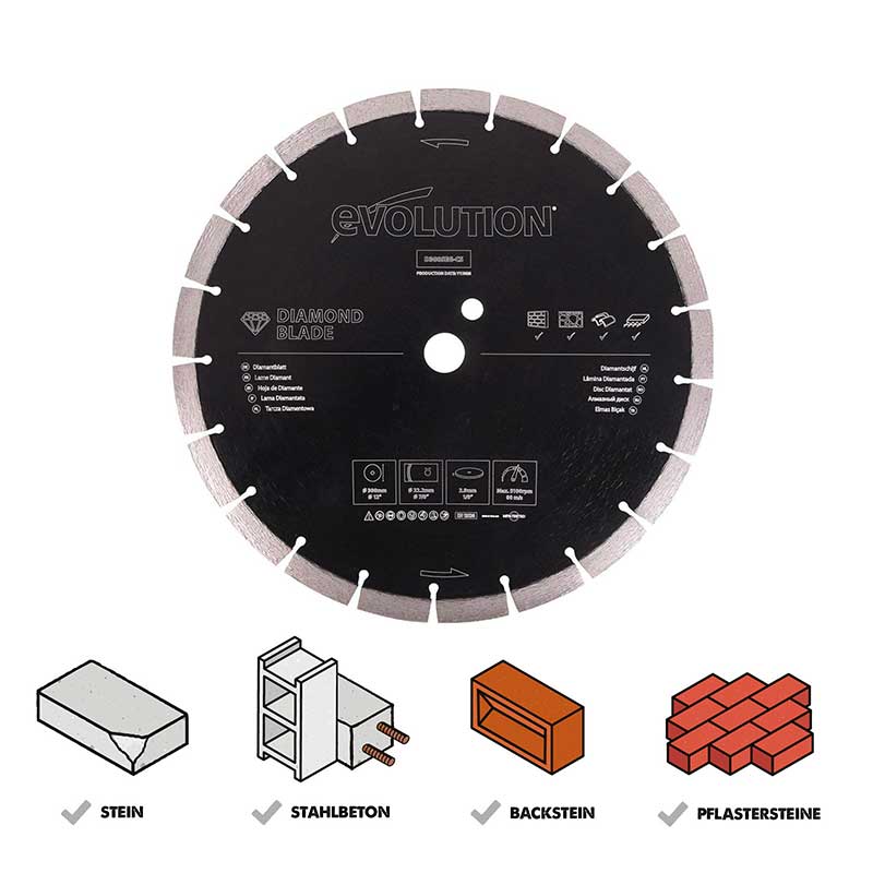 Evolution 300mm diamantbeschichtete Segmentrand-Trennscheibe Betonsägeblatt Diamanttrennscheibe - Image 3