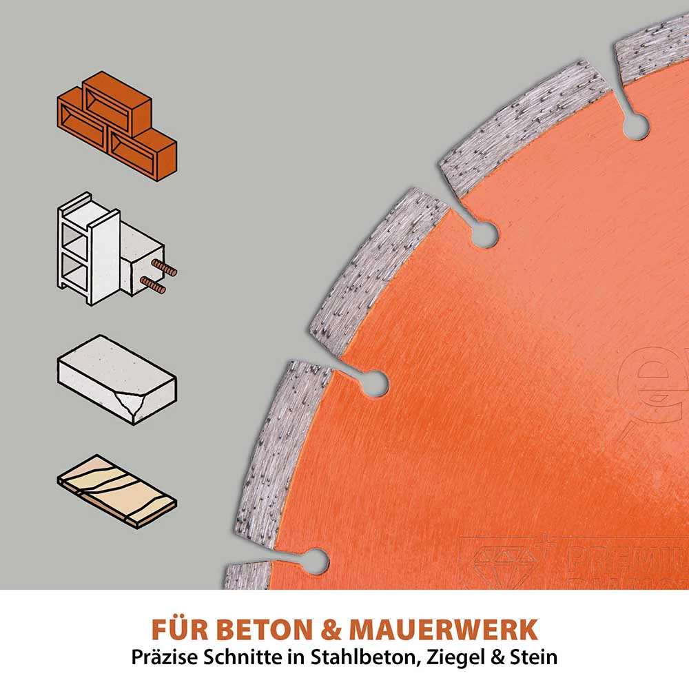Evolution 350mm Premium-Diamantscheibe mit hoher Diamantkonzentration, segmentierter Rand BetonsÀgeblatt - Image 4