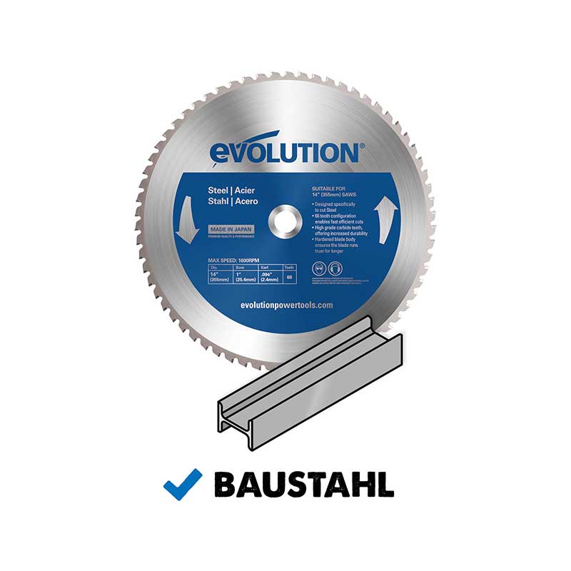 Evolution 355mm Stahl schneidende 66-Zahn-Kappsägeblätter - Image 5