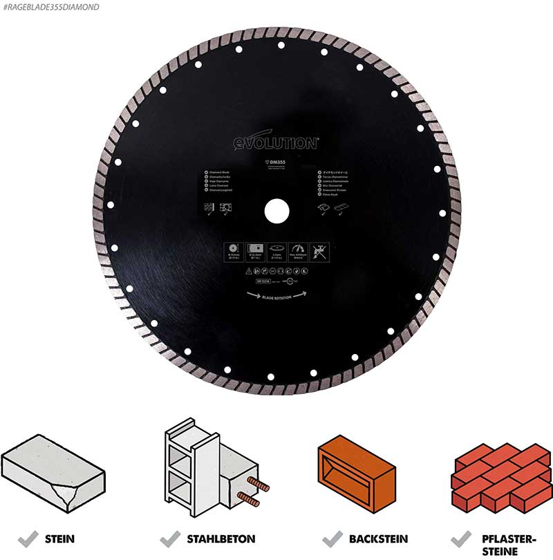 355 mm Diamantsägeblatt für Evolution-Kappsägen. - Image 3