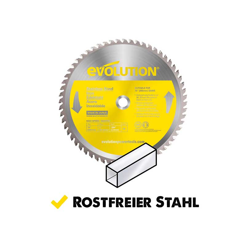 Evolution 355mm Edelstahlschneidklinge mit 90 Zähnen, TCT-Trennsägeblatt - Image 4