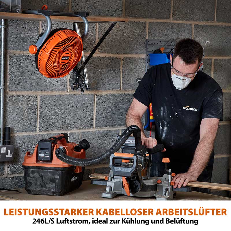 Evolution kabelloser R240FAN-Li Arbeitslüfter 18V-Li-Ion EXT - Image 6