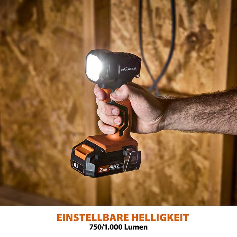 Evolution Kabellose R1000TOR-Li 1000 Lumen Arbeits-Taschenlampe 18V-Li-Ion EXT - Image 5