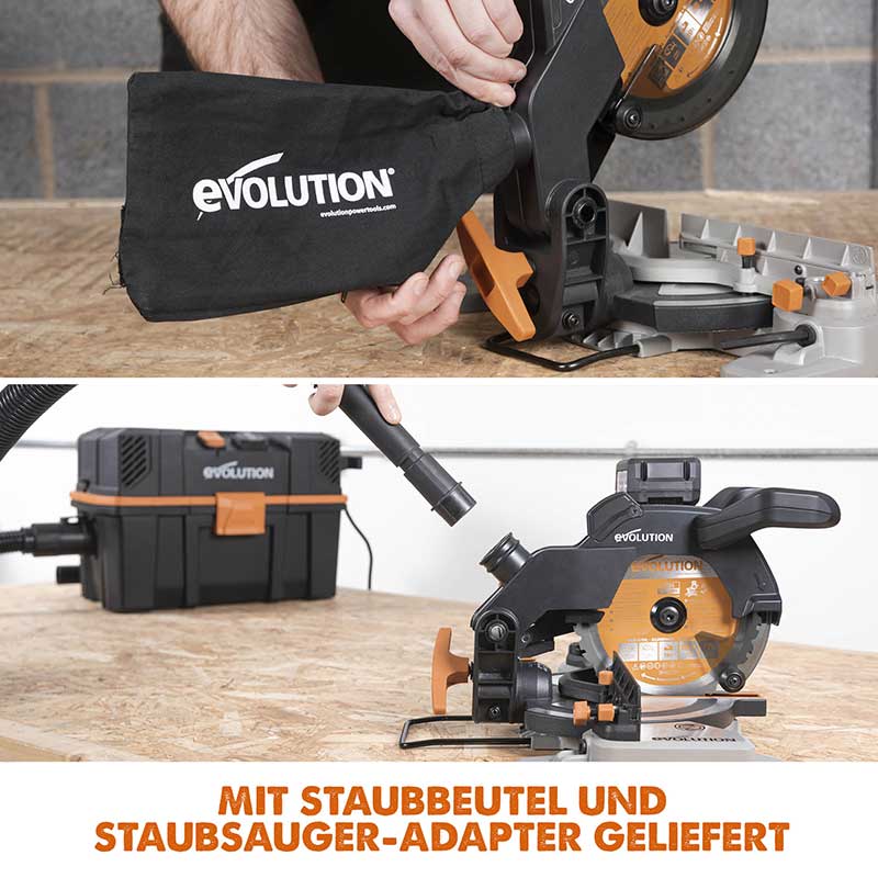 Evolution kabellose R185CMS-Li 185mm Kapp- und Gehrungssäge 18V-Li-Ion EXT mit Akku und Ladegerät inklusive Multi-Material-Sägeblatt - Image 4