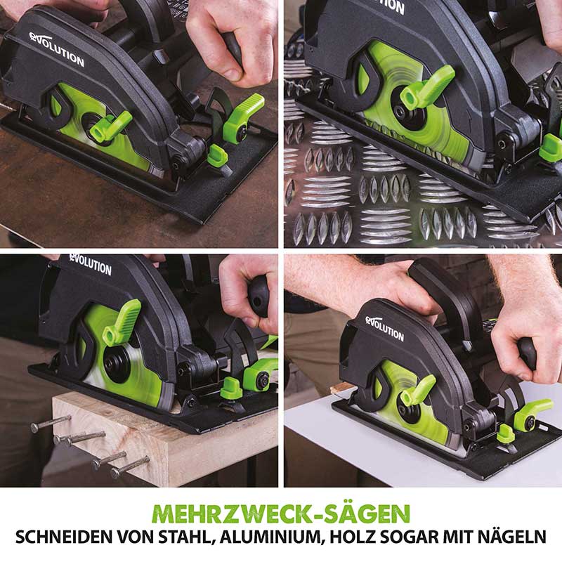 Evolution F165CCSL 165mm Handkreissäge mit TCT-Multi-Material-Sägeblatt - Image 3
