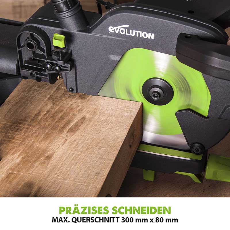 Evolution F255SMS 255mm Schiebe-Kapp- und Gehrungssäge mit TCT-Multi-Material-Sägeblatt - Image 4
