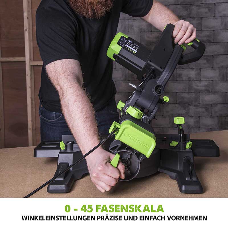 Evolution F255SMS 255mm Schiebe-Kapp- und Gehrungssäge mit TCT-Multi-Material-Sägeblatt - Image 7