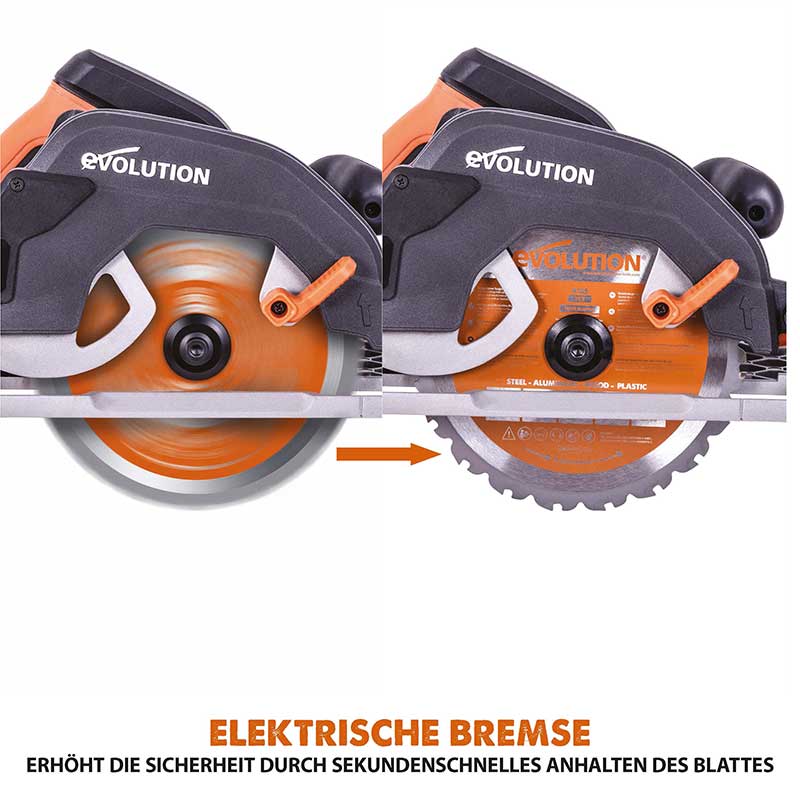 Evolution R185CCSX 185mm Handkreissäge mit 3-teiliger 1020mm Mini-Schiene und TCT-Multi-Material-Sägeblatt - Image 11