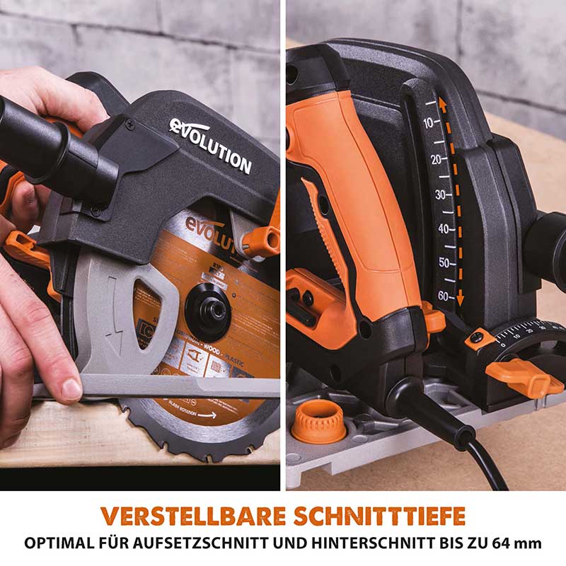 Evolution R185CCSX 185mm Handkreissäge mit 3-teiliger 1020mm Mini-Schiene und TCT-Multi-Material-Sägeblatt - Image 14
