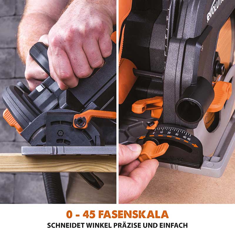 Evolution R185CCSX 185mm Handkreissäge mit 3-teiliger 1020mm Mini-Schiene und TCT-Multi-Material-Sägeblatt - Image 15