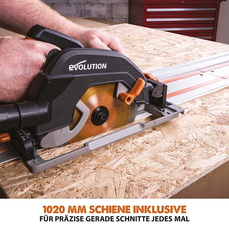 Evolution R185CCSX 185mm Handkreissäge mit 3-teiliger 1020mm Mini-Schiene und TCT-Multi-Material-Sägeblatt - Image 3