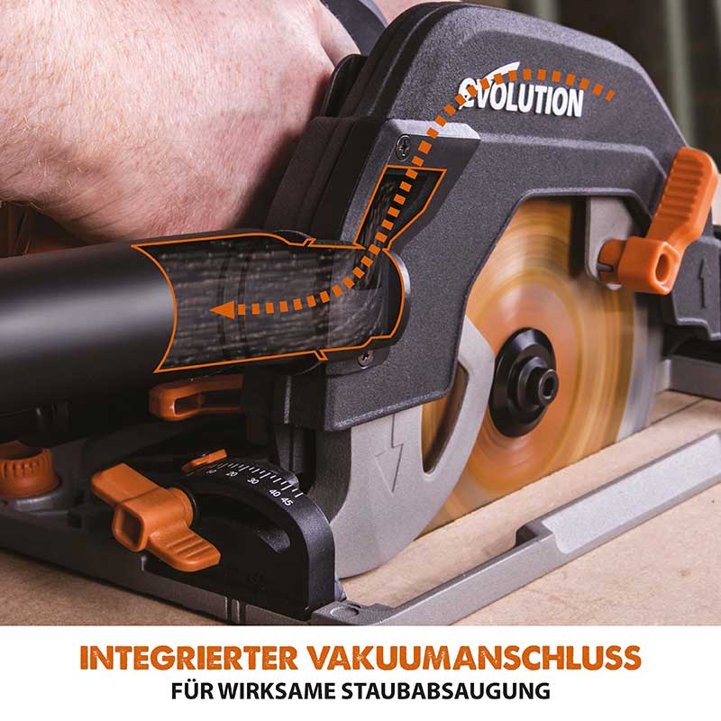 Evolution R185CCSX 185mm Handkreissäge mit 3-teiliger 1020mm Mini-Schiene und TCT-Multi-Material-Sägeblatt - Image 7