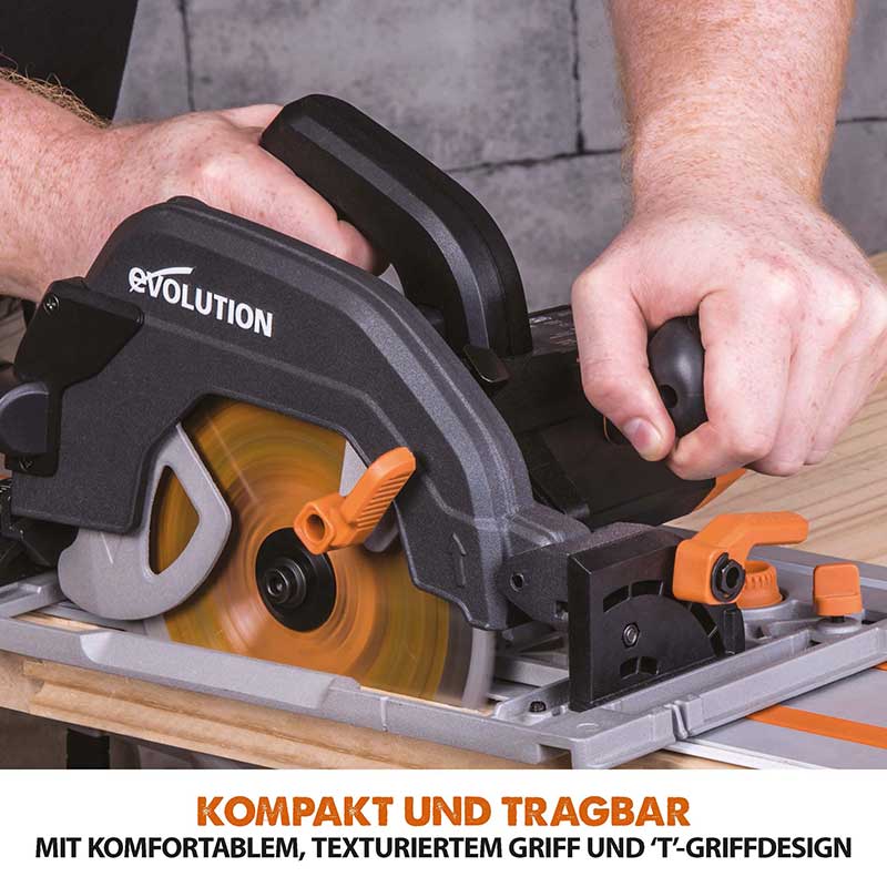 Evolution R185CCSX 185mm Handkreissäge mit 3-teiliger 1020mm Mini-Schiene und TCT-Multi-Material-Sägeblatt - Image 9