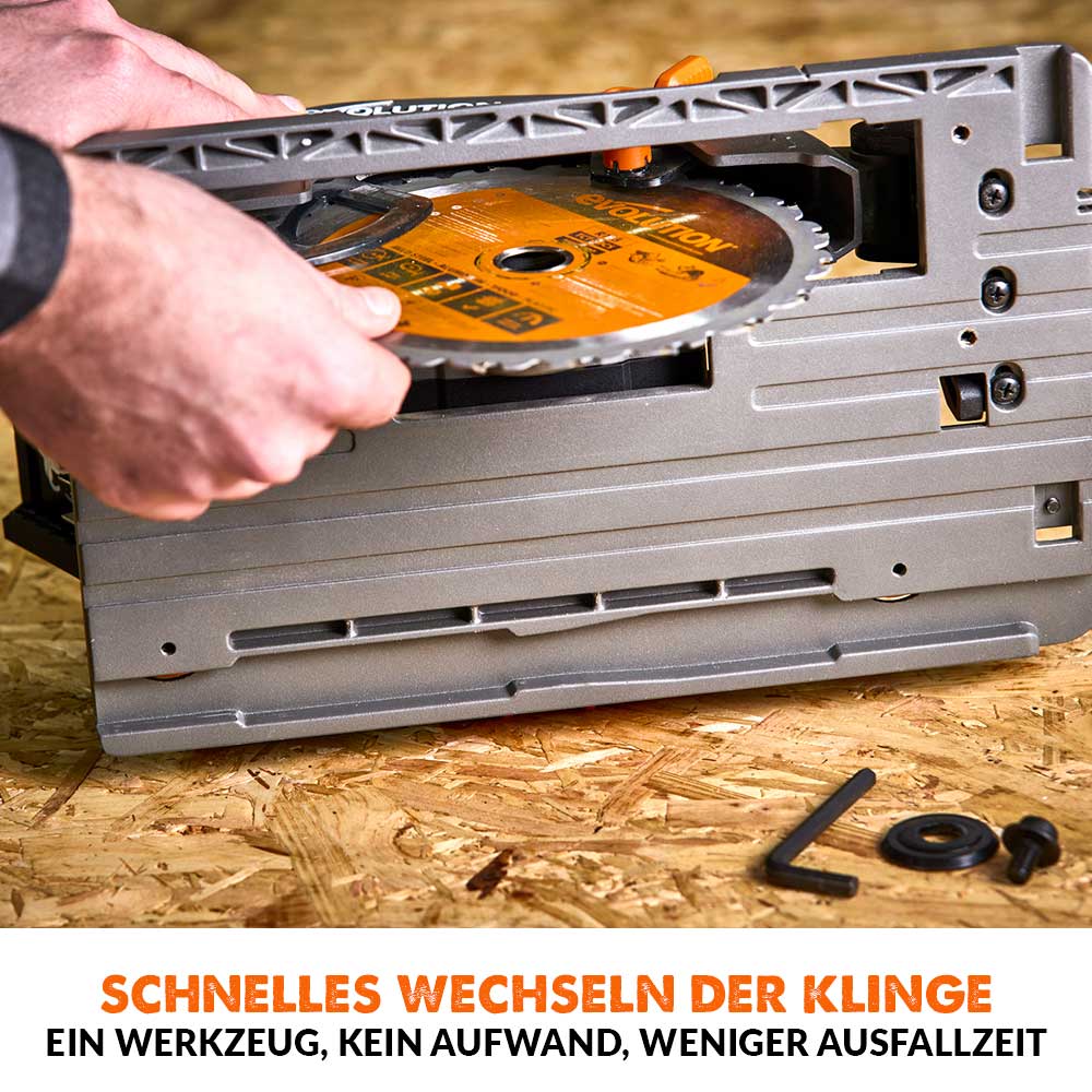 Evolution R185CCSX-Li Akku-Handkreissäge, 18V, Li-Ion EXT Schienen-kompatible Kreissäge mit ST2800-G2 Universal 2.8m Kreissägebahn, Sägeschienen (2x 1400mm) und 185mm Multi-Material-Sägeblatt - Image 10