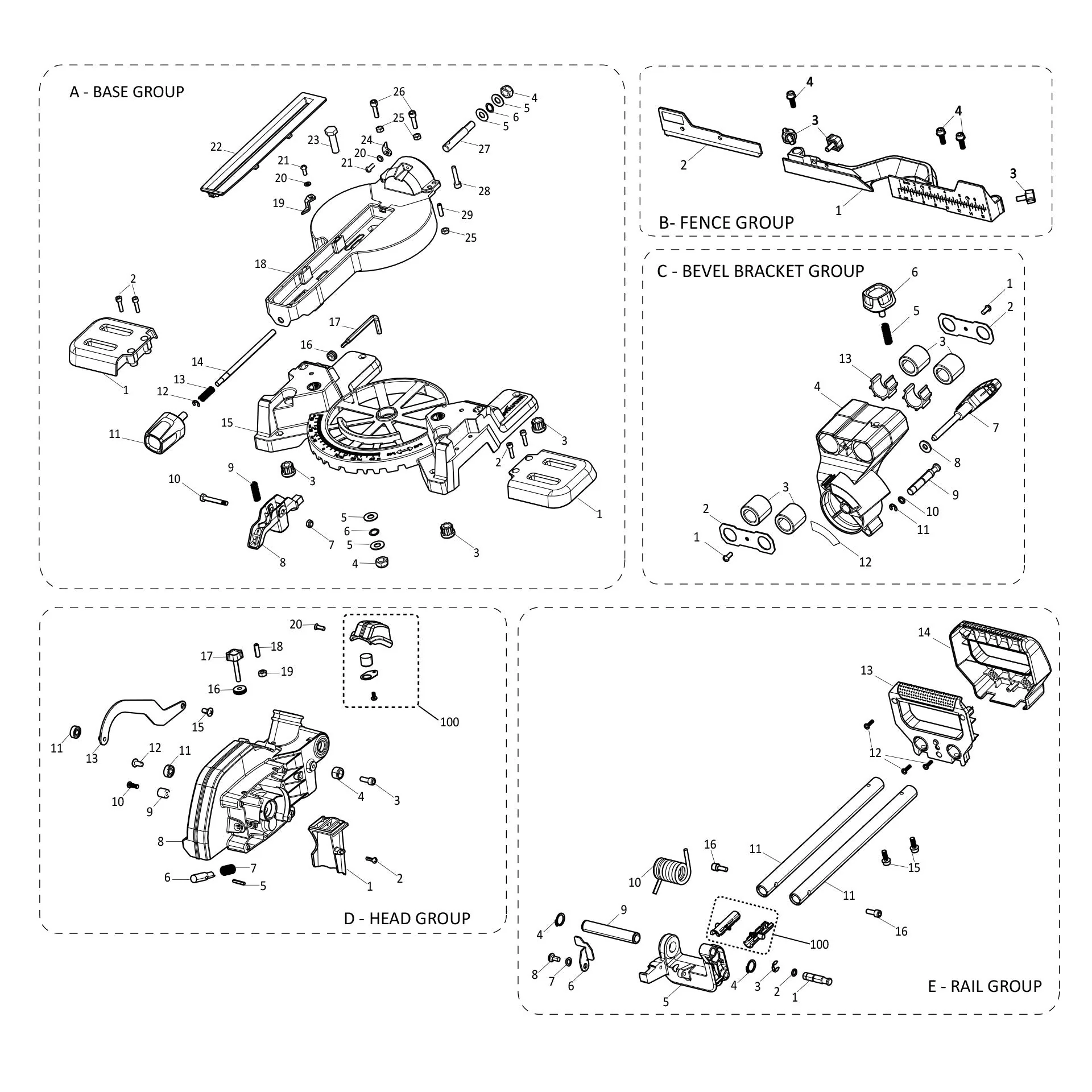 Evolution R185SMS-Li Zug-Kappsäge Ersatzteile - Image 2