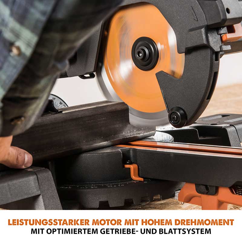 Evolution R185SMS+ 185mm Schiebe-Kapp- und Gehrungssäge mit TCT-Multi-Material-Sägeblatt - Image 10