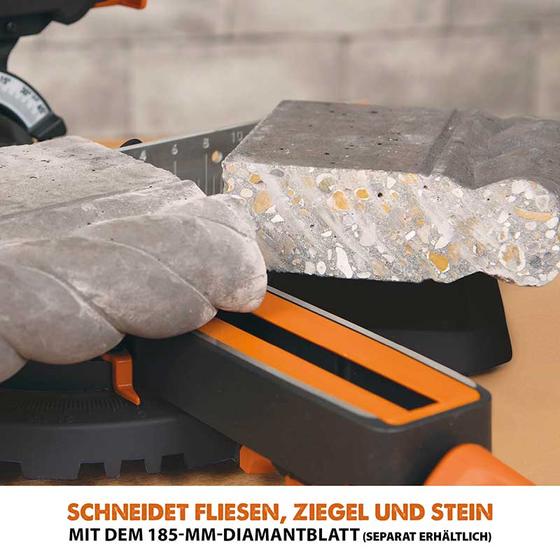 Evolution R185SMS+ 185mm Schiebe-Kapp- und Gehrungssäge mit TCT-Multi-Material-Sägeblatt - Image 12