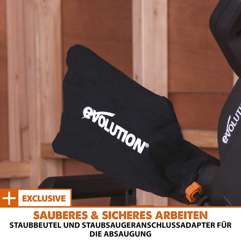 Evolution R185SMS+ 185mm Schiebe-Kapp- und Gehrungssäge mit TCT-Multi-Material-Sägeblatt - Image 14