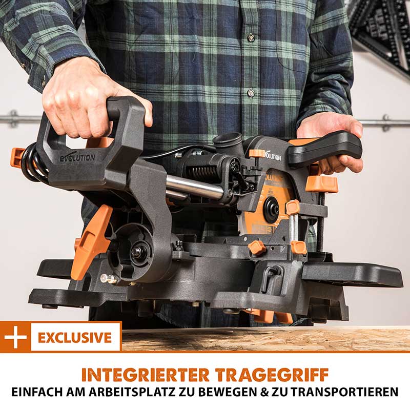 Evolution R185SMS+ 185mm Schiebe-Kapp- und Gehrungssäge mit TCT-Multi-Material-Sägeblatt - Image 16
