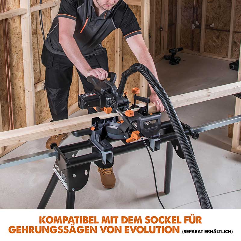 Evolution R185SMS+ 185mm Schiebe-Kapp- und Gehrungssäge mit TCT-Multi-Material-Sägeblatt - Image 3