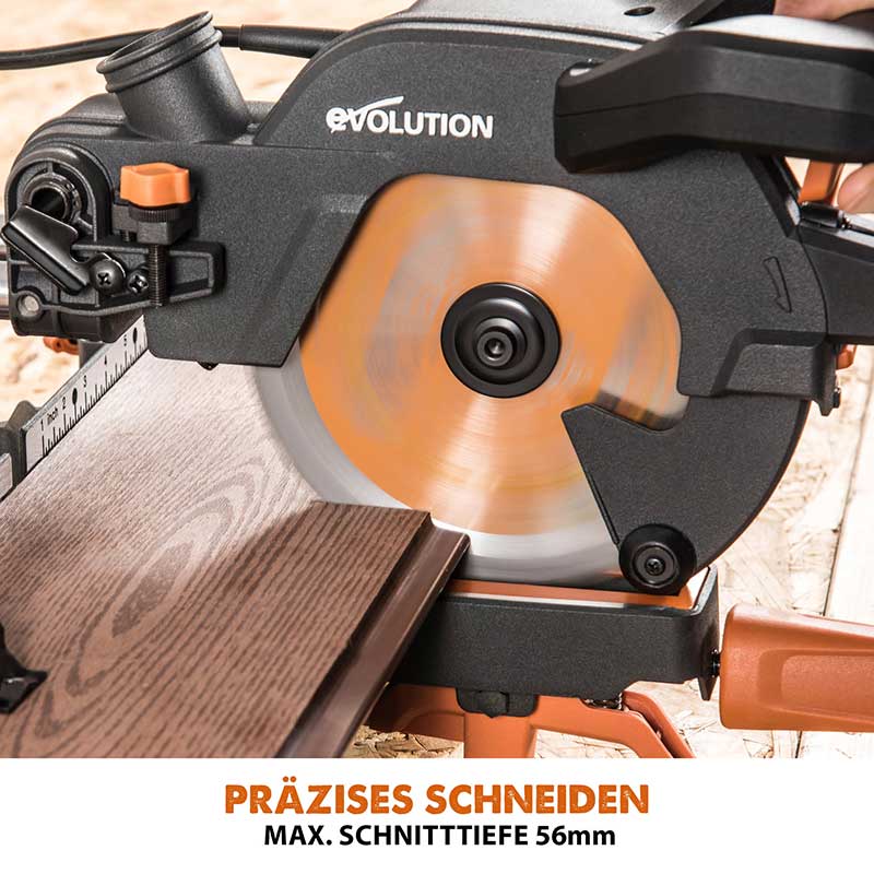 Evolution R185SMS+ 185mm Schiebe-Kapp- und Gehrungssäge mit TCT-Multi-Material-Sägeblatt - Image 7