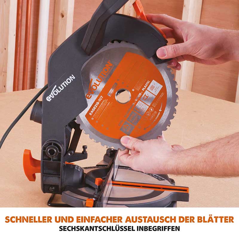 Evolution R210CMS+ 210mm 1200W Kapp- und Gehrungssäge mit TCT-Multi-Material-Sägeblatt - Image 10