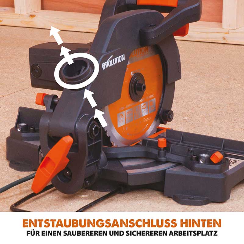 Evolution R210CMS+ 210mm 1200W Kapp- und Gehrungssäge mit TCT-Multi-Material-Sägeblatt - Image 9