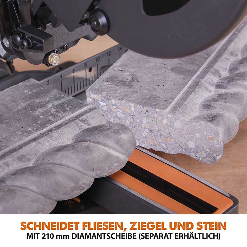 Evolution R210SMS-300+ 210mm Schiebe-Kapp- und Gehrungssäge mit TCT-Multi-Material-Sägeblatt - Image 13