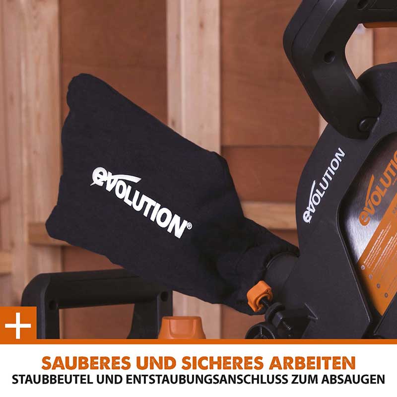 Evolution R210SMS-300+ 210mm Schiebe-Kapp- und Gehrungssäge mit TCT-Multi-Material-Sägeblatt - Image 16