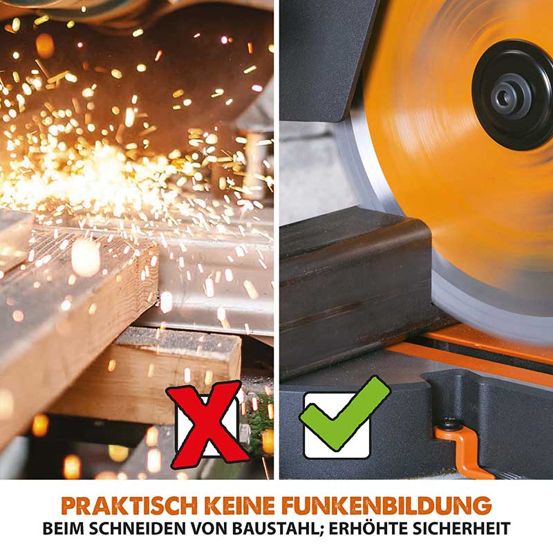 Evolution R210SMS-300+ 210mm Schiebe-Kapp- und Gehrungssäge mit TCT-Multi-Material-Sägeblatt - Image 5