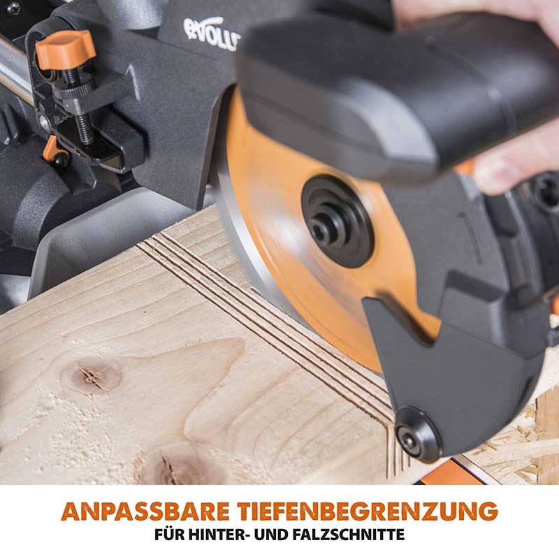 Evolution R210SMS-300+ 210mm Schiebe-Kapp- und Gehrungssäge mit TCT-Multi-Material-Sägeblatt - Image 9