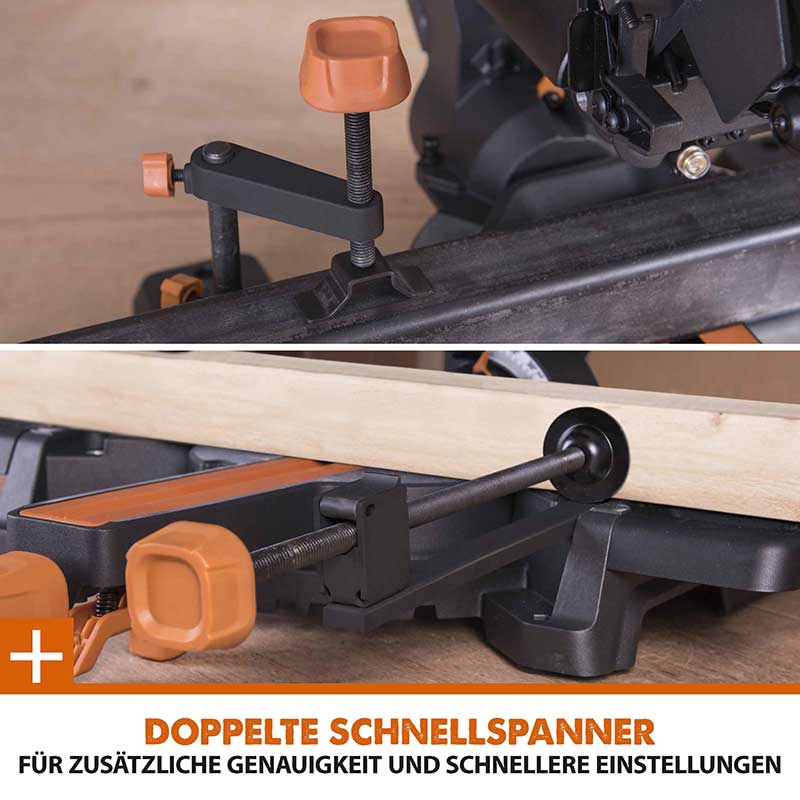 Evolution R210SMS+ 210mm Schiebe-Kapp- und Gehrungssäge mit TCT-Multi-Material-Sägeblatt - Image 13