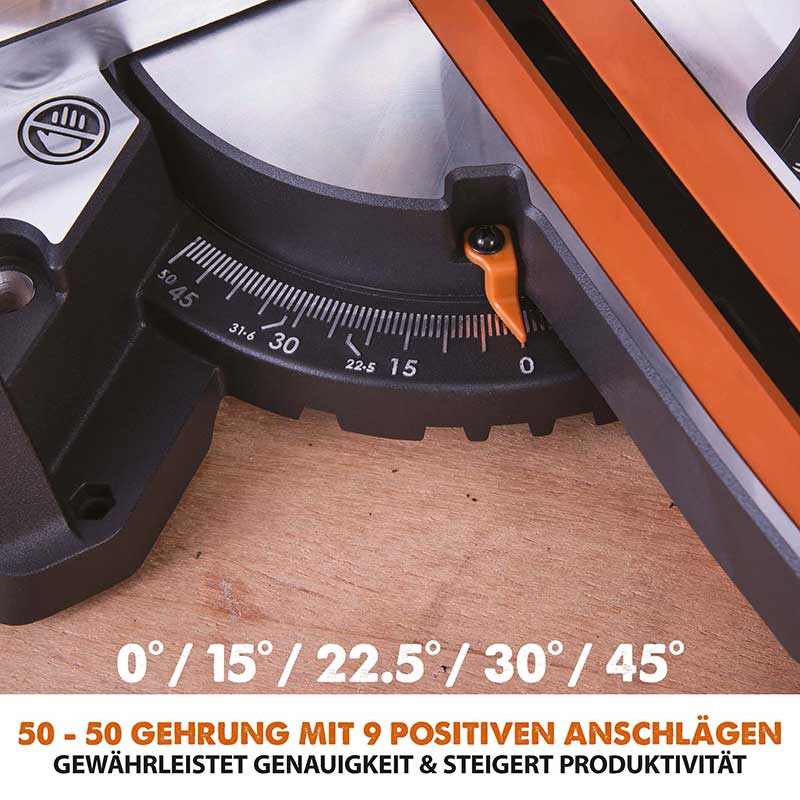 Evolution R210SMS+ 210mm Schiebe-Kapp- und Gehrungssäge mit TCT-Multi-Material-Sägeblatt - Image 6