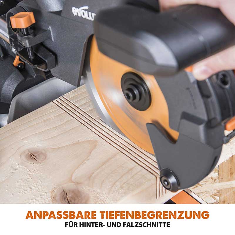 Evolution R210SMS+ 210mm Schiebe-Kapp- und Gehrungssäge mit TCT-Multi-Material-Sägeblatt - Image 8