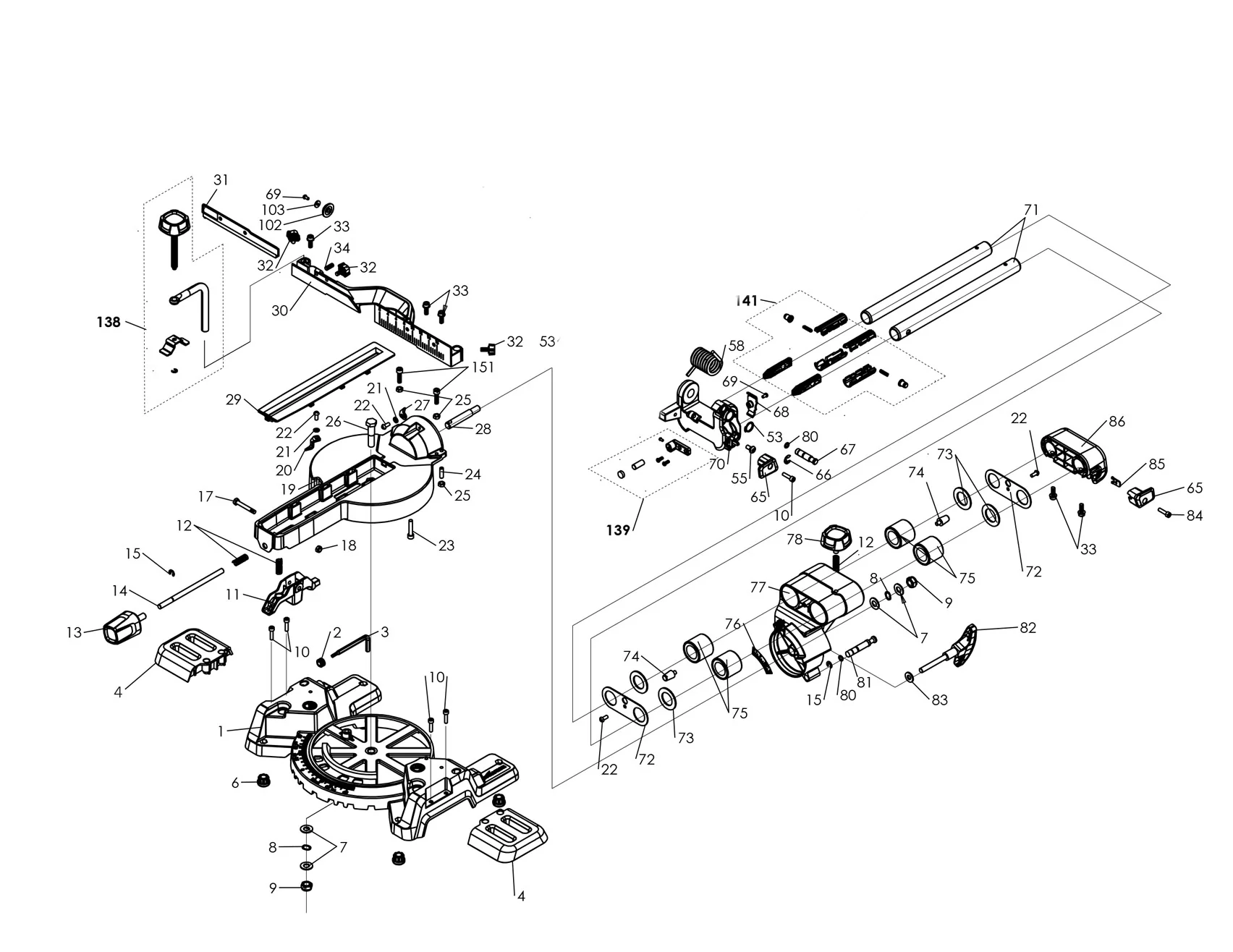 Evolution R210SMS & R210SMS+ Zug-Kappsäge Ersatzteile (Basisteil) (Jan 2018) - Image 2