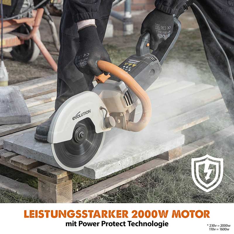 Evolution R230DCT 230mm 9" Elektrische Trennschleifmaschine Betonsäge mit Diamantblatt - Image 5