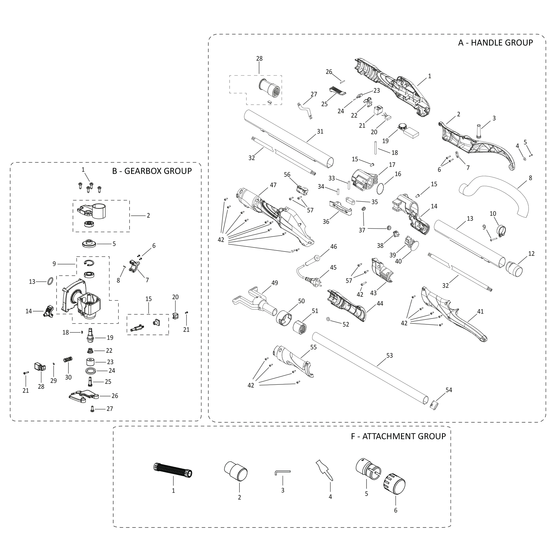 Evolution R255DWS-T Trockenbauschleifer Ersatzteile (Griff) - Image 2