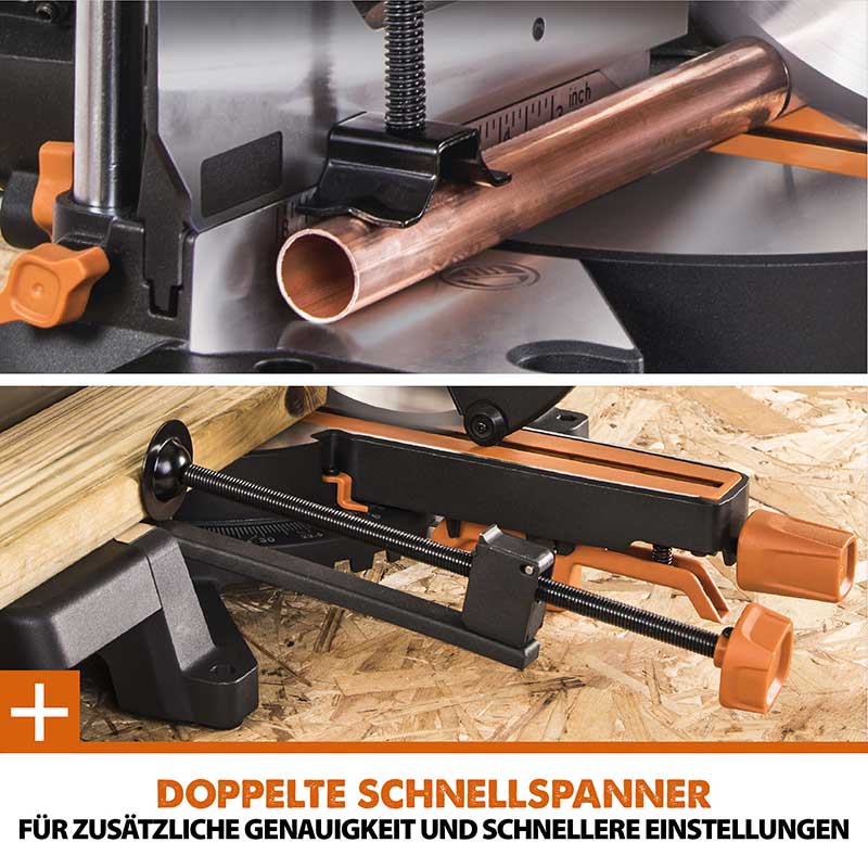 Evolution R255SMS-DB+ 255-mm-Gehrungs- und Kappsäge mit +/- 45°, und 28T TCT-Multi-Material-Sägeblatt - Image 10