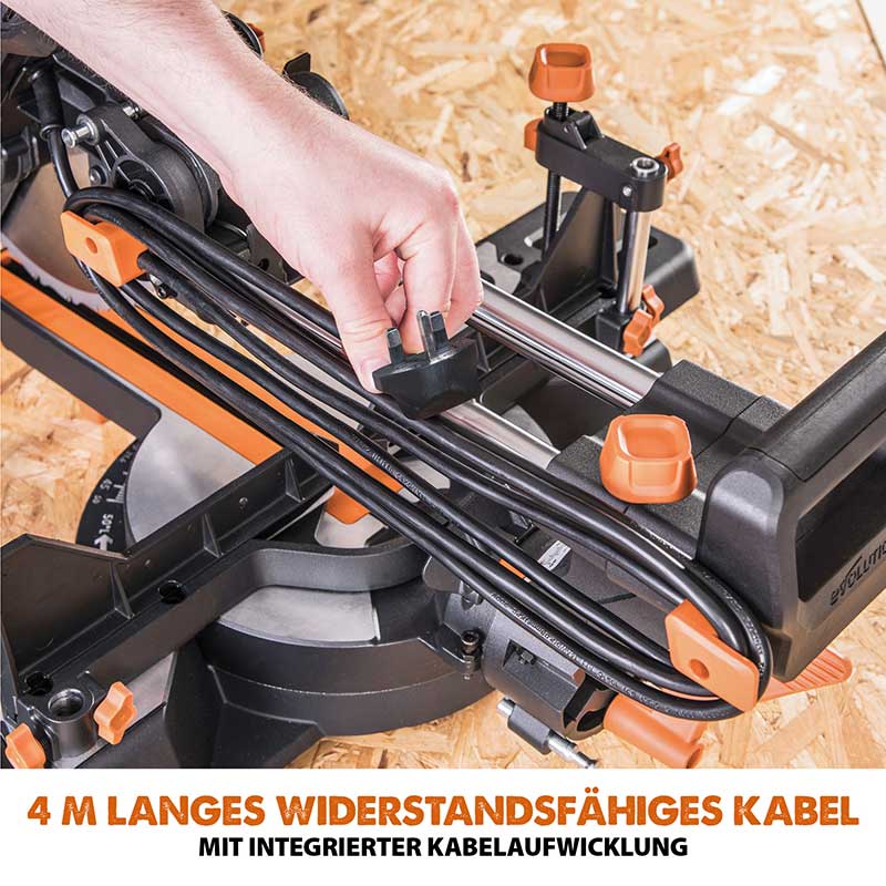 Evolution R255SMS-DB+ 255-mm-Gehrungs- und Kappsäge mit +/- 45°, und 28T TCT-Multi-Material-Sägeblatt - Image 16